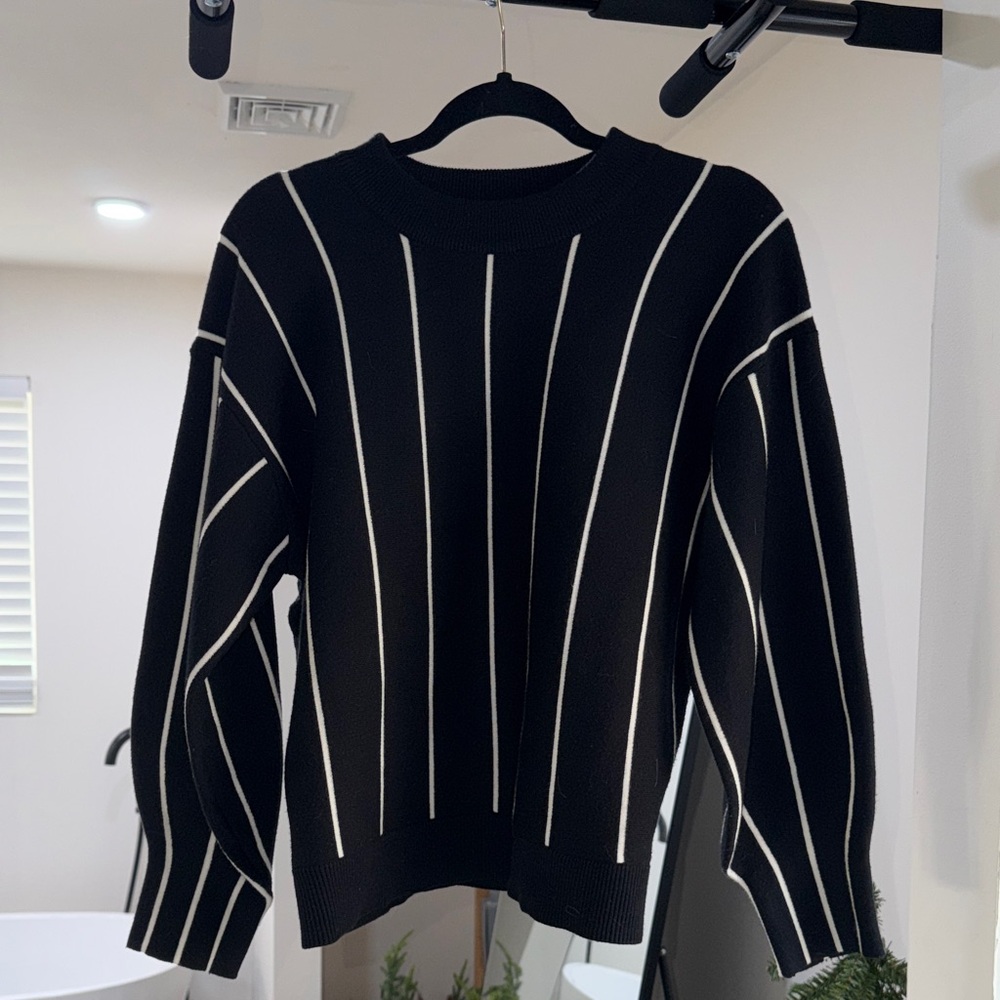 Elegant Black and White Striped Sweater